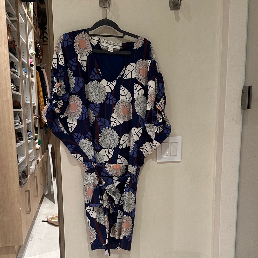 100% Silk Floral DVF Dress with Belt